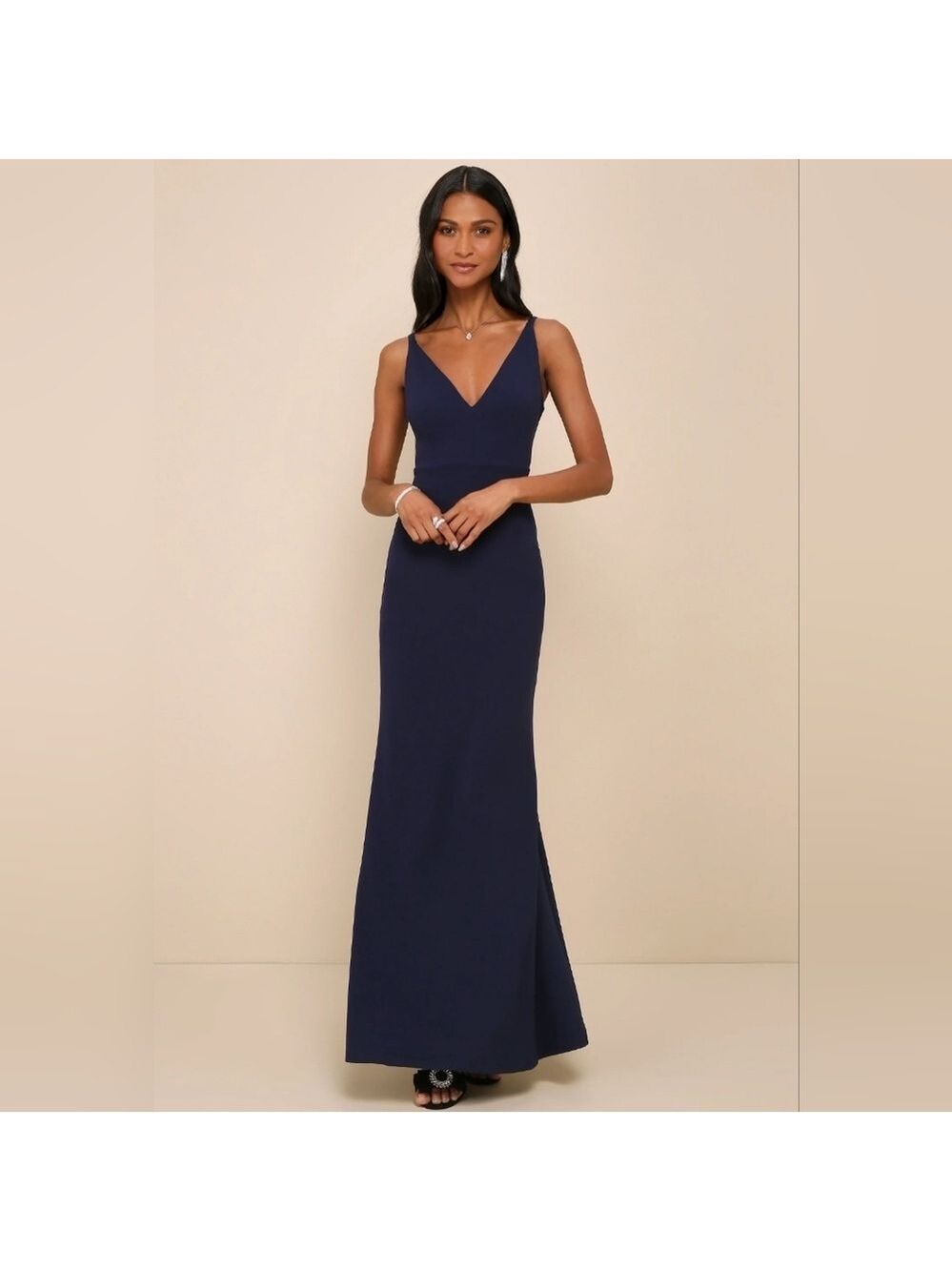 Lulus | Melora Navy Blue Sleeveless Maxi Dress | Size L - Picture 5 of 9